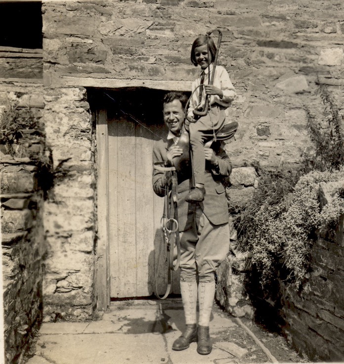 C.Dad and little girl rider