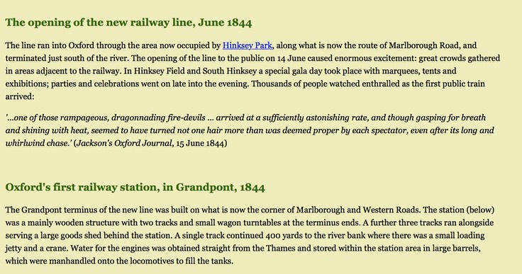 Description of the coming of the railway