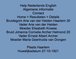 Johanna Cornelia's marriage data