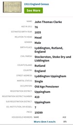 John Thomas Clarke in 1911 census - summary