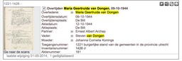 Maria Geertruida van Dongen's death certificate